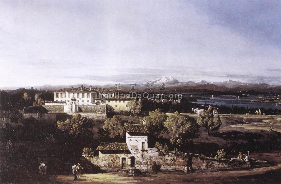 View of the Villa Cagnola at Gazzada near Varese - 贝尔纳多·贝洛托